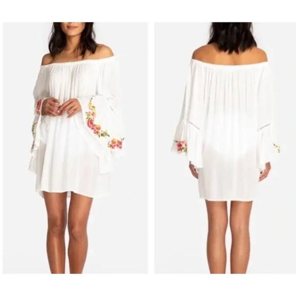 Johnny Was Casey bell sleeve tunic coverup White Floral Embroidery XL - Picture 1 of 8